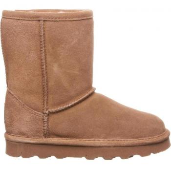 Botas de Niña Bearpaw Elle Youth Marrón, características: material exterior de gamuza, forro de lana sintética, suela de goma antideslizante, diseño clásico con cierre de cordones y detalles en piel