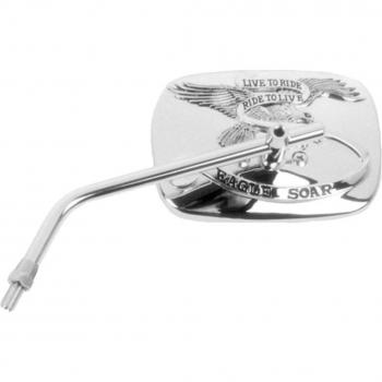 Espejo retrovisor universal Eagle Spirit cromo con soporte ajustable y diseño aerodinámico, ideal para motocicletas y scooters