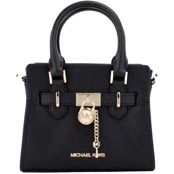 Hamilton XS Small Black Grained Leather Satchel Crossbody Bag Purse
