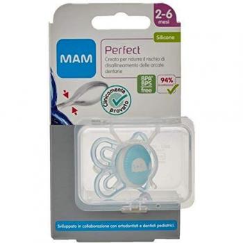 Mam Perfect Succhietto de Silicona Azul para Niños de 2 a 6 Meses con Estuche