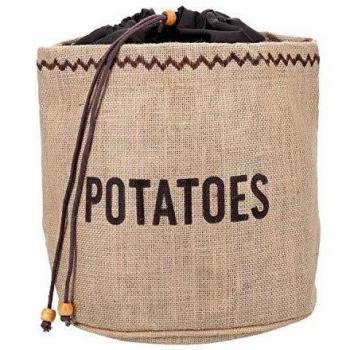 KitchenCraft Natural Elements Potato Bag with Blackout Lining, Hessian, Brown, 25 x 25 x 24 cm