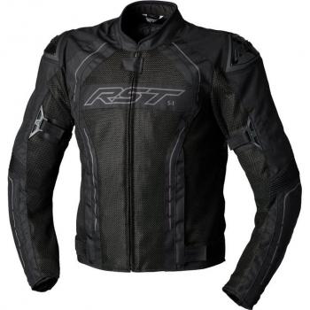 RST Chaqueta de Moto S1 Mesh Negra - Chaqueta textil de motocicleta, color negro, diseño mesh para ventilación, protección CE en codos y hombros, ajuste regulable, múltiples bolsillos