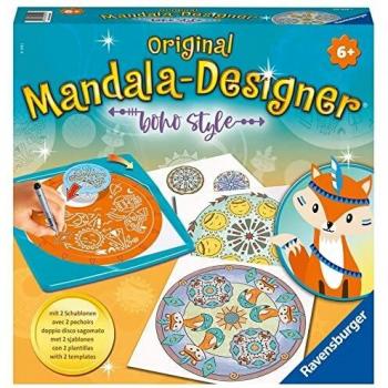RAVENSBURGER Mandala Designer Boho & Zorro Style - Kit de Diseño con Marco de Plástico, Plantillas y Rotuladores