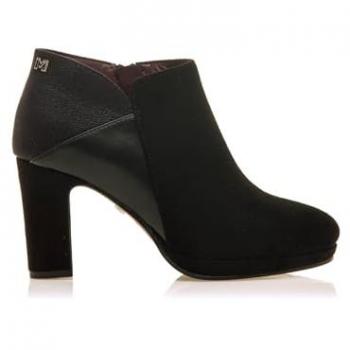 Mariamare - Botines de tacón de mujer 68500 negro con efecto de tejido, cierre cremallera y puntera redonda