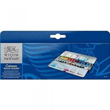 Winsor & Newton acuarela Cotman - Caja de acuarela Sketcher - set de 24 medio godets, colores surtidos