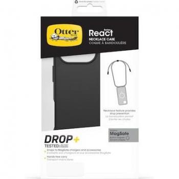 Funda OtterBox React Necklace MagSafe para iPhone 16 Pro - Negra, con cordón y protección resistente