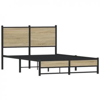 Estructura de cama sin colchón metal roble Sonoma 120x190 cm