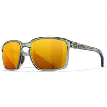 Wiley X WX Alfa Polarized Sunglasses with Gloss Crystal Light Olive Frame and Captivate Bronze Mirror Lens