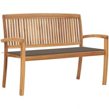 Stackable Garden Bench with Cushion 128.5 cm Solid Teak Wood