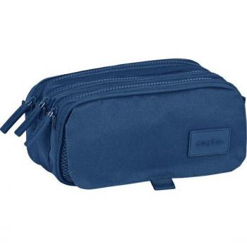 Estuche Escolar Triple Compartimento Safta Basic Color Azul Marino 21.5x10x8 cm