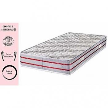 Colchón de Bambú 90x200 x 23 cm + Almohada Viscoelástica + Protector - Firme - Núcleo de Látex HR de Última Generación - Muy Transpirable