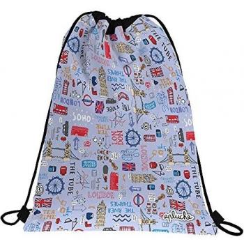 Grafoplas 37610550. Mochila Saco, Colección Epluche, Londres, Cierre Cuerdas, Bolsillo Exterior, 36x47cm