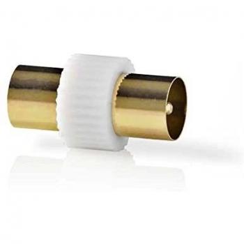 Adaptador Coaxial IEC Macho a IEC Macho Vergoldado 75 Ohm Recto Plástico/Metal Blanco