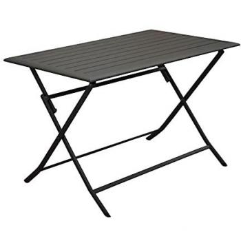 Mesa de jardín rectangular Lorita - Plegable - Acero - 110 x 71 x 70 cm - Grafito