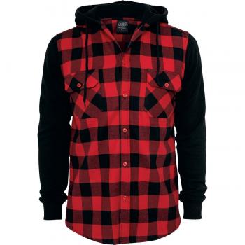 Urban Classics Men's Hooded Checked Flannel Shirt Black/Red