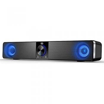 Altavoz PC Sobremesa, 10W Altavoces Gaming USB de Ordenador Sobremesa, Modo Ritmo Barra de Sonido RGB Mejorado con Control Integrado, Dual Canal para Ordenador Portátil, Móvil, Tableta, Fiesta, Regalo