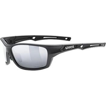 Uvex Sportstyle 232 P - Polarized Sports Sunglasses with Mirror Silver Lenses, Black Matte Finish