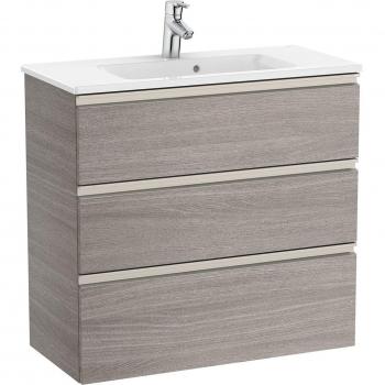 Mueble de baño compacto Roca The Gap con 2 cajones y lavabo, color Roble City texturizado, medidas 805 x 380 x 759 mm