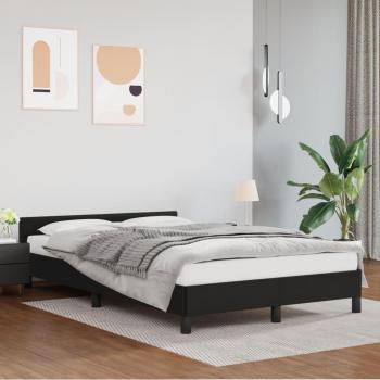 Cabecero de cama negro de cuero sintético 120x190 cm
