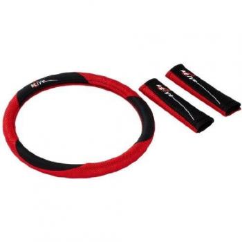 Unitec 75400 Active - Funda para Volante y Almohadilla para Cinturones de Seguridad, Color Rojo