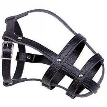 Bozal de cuero Nobby para perros XS-S, color negro, incluye collar y correa