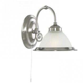 Lámpara de vidrio satinado Wall American Diner 1 plata con acabado en cromo y casquillo E27