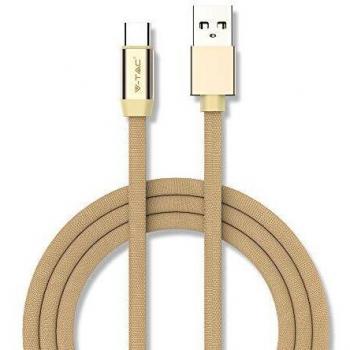 Cable de Datos y Carga USB A a USB C 1m Serie Ruby V-TAC VT-5342, Algodón, Dorado