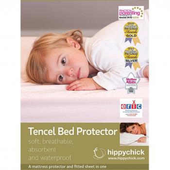 HIPPYCHICK Protector de colchón Ajustable-Impermeable, Transpirable, hipoalergénico-Tencel - Cama de Matrimonio Grande 150x200 cm