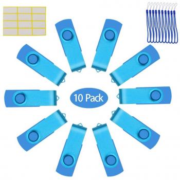 Memoria USB 4 GB USB 2.0, Pack of 10 Unidades, Uflatek Metal Pendrives Giratoria U Disco Color Celeste Memoria Flash Drive Almacenamiento de Datos Externo para Computadoras y PC