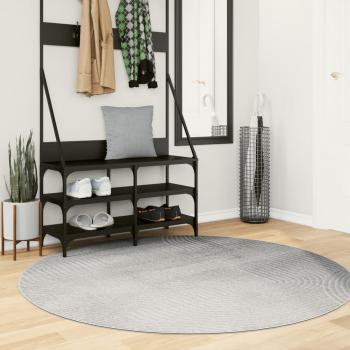 Alfombra de pelo corto look escandinavo IZA Ø 160 cm Color Antracita, Crema, Gris - Alfombra de Piso para Sala de Estar, Dormitorio, Habitación, Salón