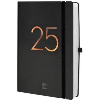 Agenda Finocam Capri FA5 Negro A5 14,8 x 21 cm 2025 - Encuadernada, año 2025, 1 día por página, multilingüe, tamaño A5 (148x210 mm),