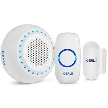 KERUI M523 Timbre Inalámbrico casa con Kit Alarma Seguridad hogar, DIY Kit Inalámbrico Timbre para Puerta/Ventana con Sensor Puerta/Receptor/Transmisor Impermeable IP55 para Senior/Niño/Mascota
