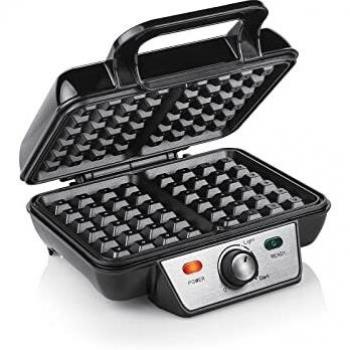 Tristar WF-2195 Gofrera eléctrica con termostato, Dos gofres a la vez de forma tradicional, recubrimiento antiadherente, luces indicadoras, asa fría al tacto, 1000 W