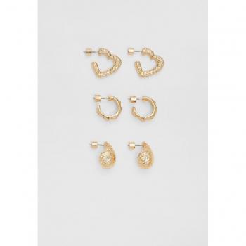 Textured Gold Earrings Set of 3