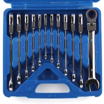 FEMOR Llave Combinada Llave Fija con Carraca 12 Piezas 8-19mm con Maleta Azul