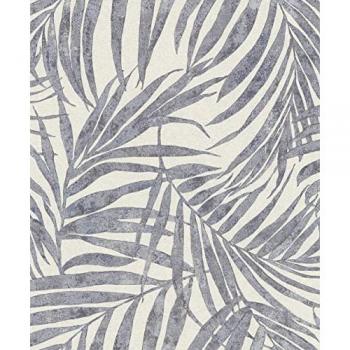 Papel Pintado No Tejido Rasch Linares, Diseño Tropical Botánico, Alta Resistencia a la Luz y Lavable, 0.53 x 10.05 m, Color Azul