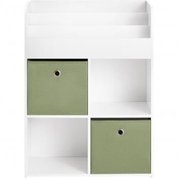 Estantería Infantil de Juguetes y Libros SoBuy KMB79-W con 2 Cestas y 3 Niveles, dimensiones 60 x 34 x 80 cm, color blanco