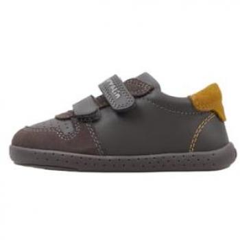 Zapatillas Deportivas de Piel para Niño con Doble Cierre Velcro - Garvalín 241302 Sauvage Gris