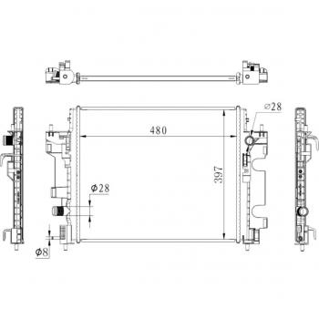 Radiador de refrigeración del motor NRF 59274, tipo: radiador, características: compatible con diversos modelos de vehículos, fabricado en aluminio y plástico, diseño optimizado para una mejor eficiencia térmica, fácil instalación