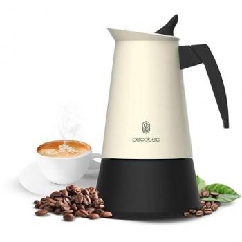 Cafetera Italiana Piccolina 400 Beige de Acero Inoxidable para 4 Tazas, Capacidad 200 ml, Diseño Elegante, Filtro de Acero, Apta para Todas las Superficies, Vál