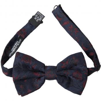 Dolce & Gabbana Blue Floral Brocade Adjustable Neck Men Bow Tie
