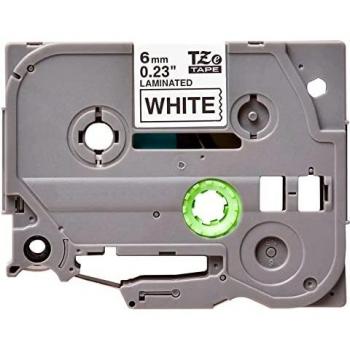 Cinta Q-Connect Tze-211 Blanco/Negro 6mm x 8m