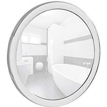 WENKO Espejo de maquillaje de aumento Pistoia - espejo cosmética, superficie de espejo ø 12.5 cm, plástico, 14.5 x 3.5 cm, Cromo