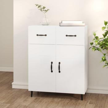Aparador de madera de ingeniería y contrachapada blanco 69,5x34x90 cm, mueble de almacenaje para salón con armarios con puertas y cajón de madera, buffet moderno, armario auxiliar y armario