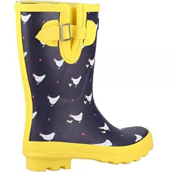 Cotswold Farmyard Mid Rubber Wellington Boots for Women - Navy, Size UK 4