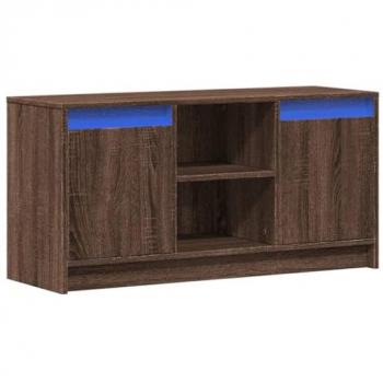 Mueble de TV LED de madera ingeniería marrón roble 100x34x50 cm