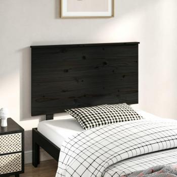 Cabecero de cama negro 104x6x82,5 cm madera maciza de pino