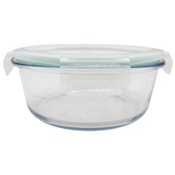 Recipientes Herméticos de Cristal Redondo para Alimentos - Aptos para Horno, Microondas y Congelador, Sin BPA - Taper Ideal para Transportar Comida Ø14.8x6.9 cm