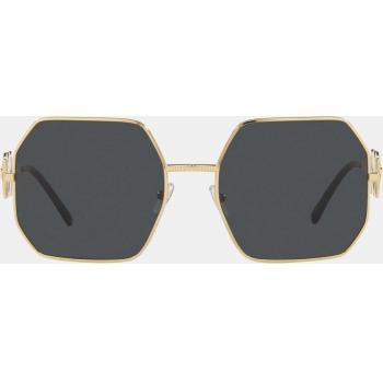 Versace VE2248 Women's Geometric Gold Sunglasses with Polarized Lenses in Size 58