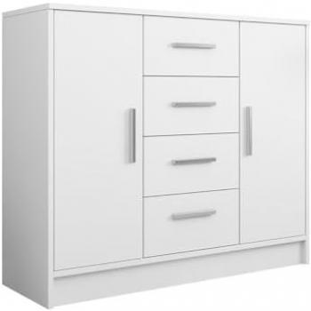 Cómoda Comfivo M101, blanca, con cajones y puertas, 120 x 100 x 40 cm